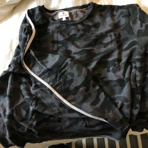 Sundry grey camo boat neck sweatshirt
